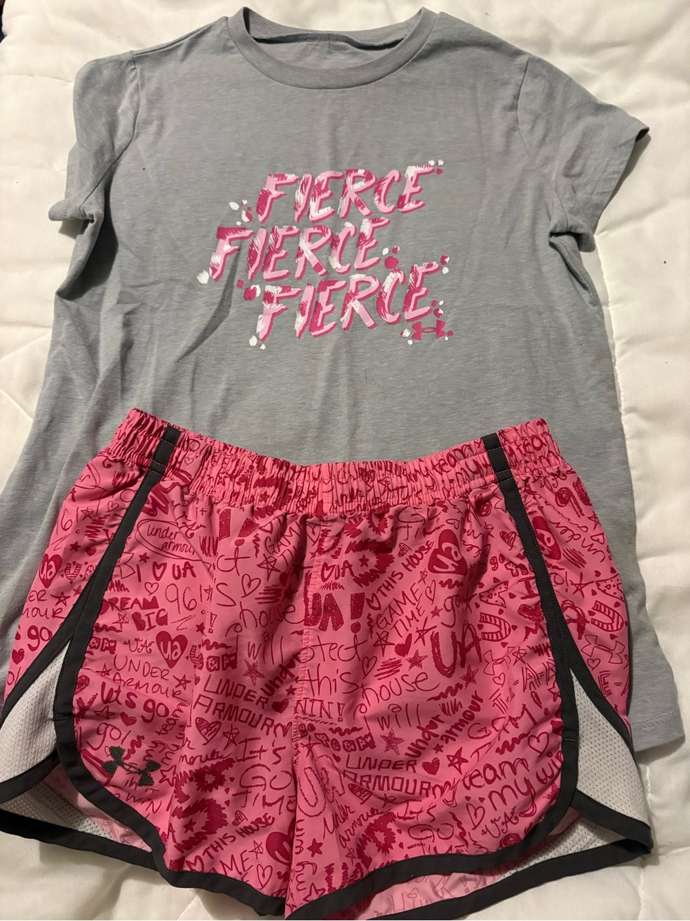 Under Armour Girls Gray & Pink 'Fierce' Matching Athletic Set